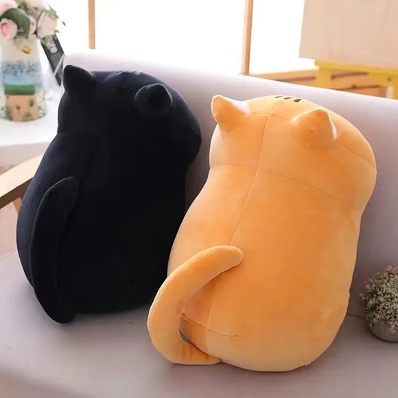 9.84inch Mushroom Bear Cartoon Cat Plush Toy, Soft Stuffed Kitten in Black - Picture 2 of 3